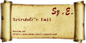 Sztruhár Emil névjegykártya