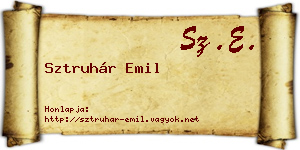 Sztruhár Emil névjegykártya